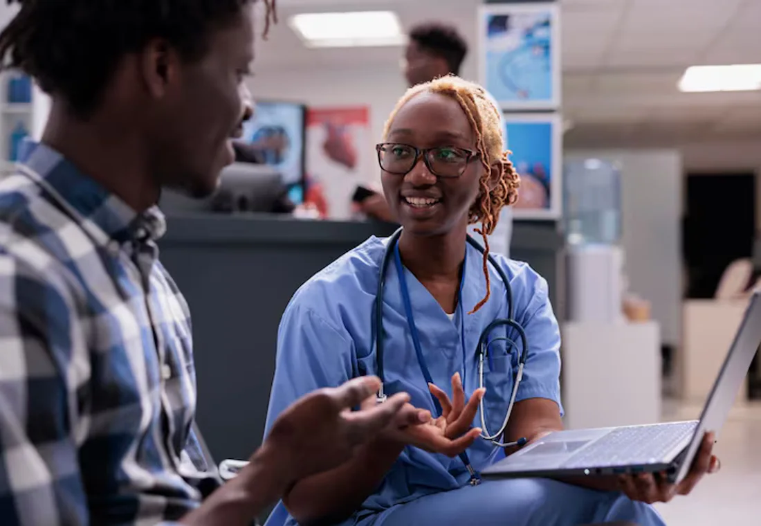Healthcare worker supporting patient care
